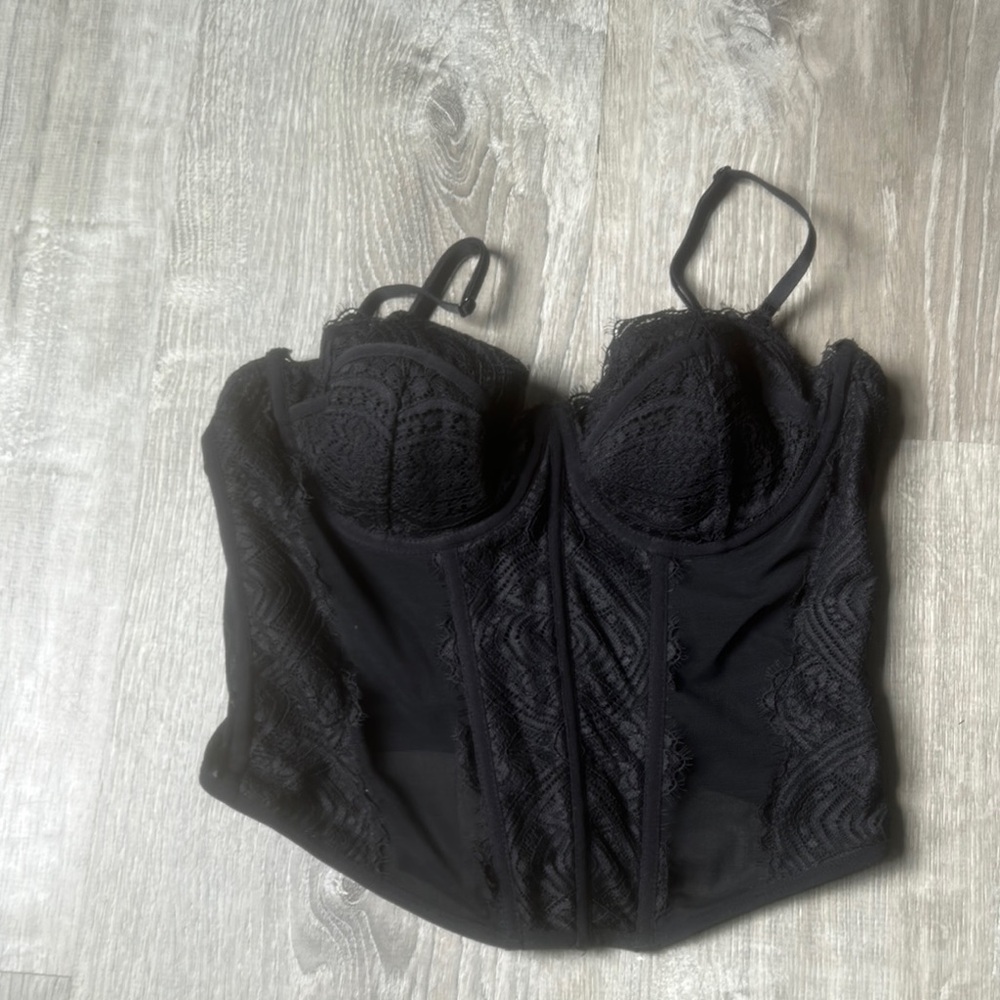 Black Lace Bustier Top from Garage